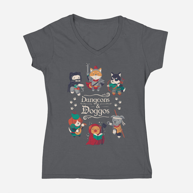 Dungeons & Doggos 2-womens v-neck tee-Domii