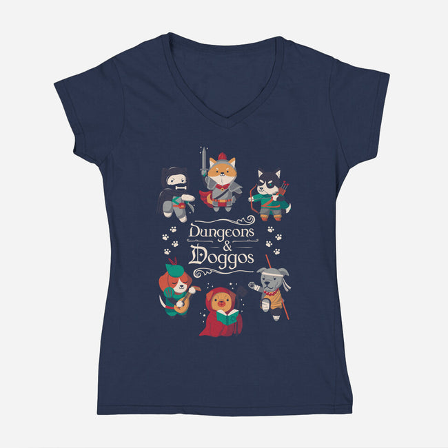 Dungeons & Doggos 2-womens v-neck tee-Domii