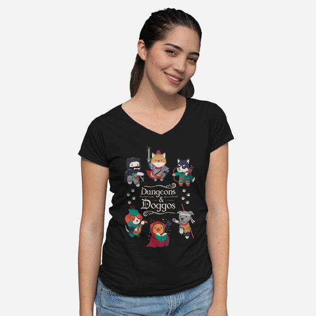 Dungeons & Doggos 2-womens v-neck tee-Domii