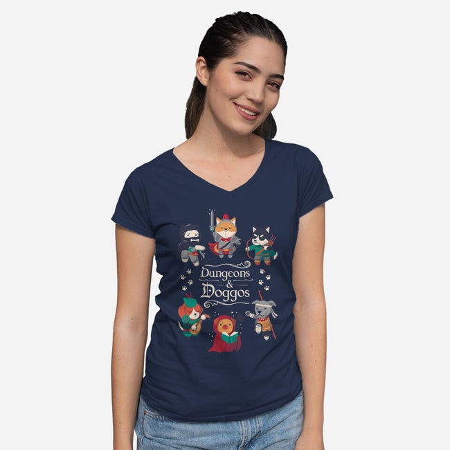 Dungeons & Doggos 2-womens v-neck tee-Domii