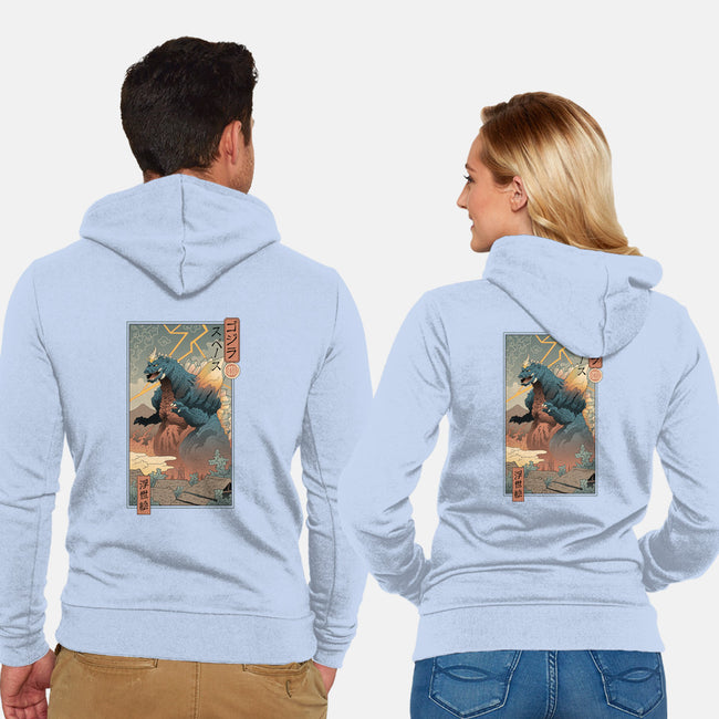 Space Kaiju Ukiyo-E-unisex zip-up sweatshirt-vp021