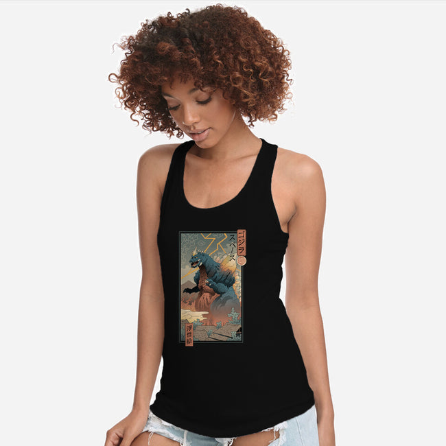 Space Kaiju Ukiyo-E-womens racerback tank-vp021