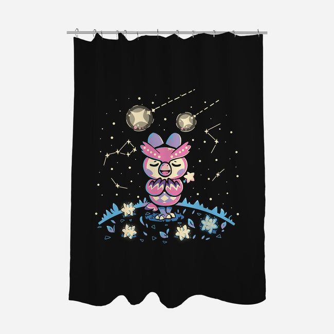 Starry Owl-none polyester shower curtain-TechraNova