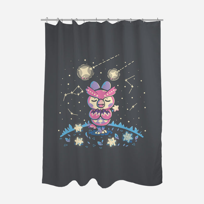 Starry Owl-none polyester shower curtain-TechraNova