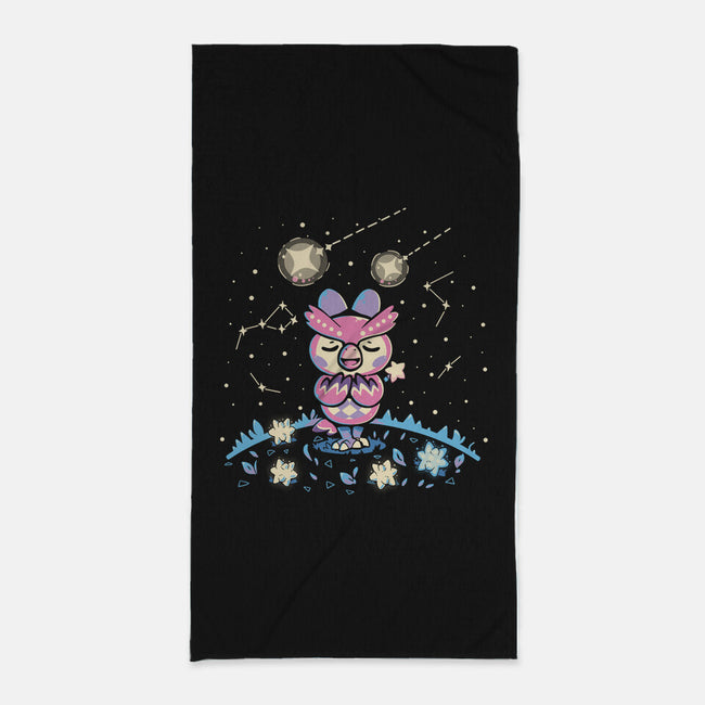 Starry Owl-none beach towel-TechraNova