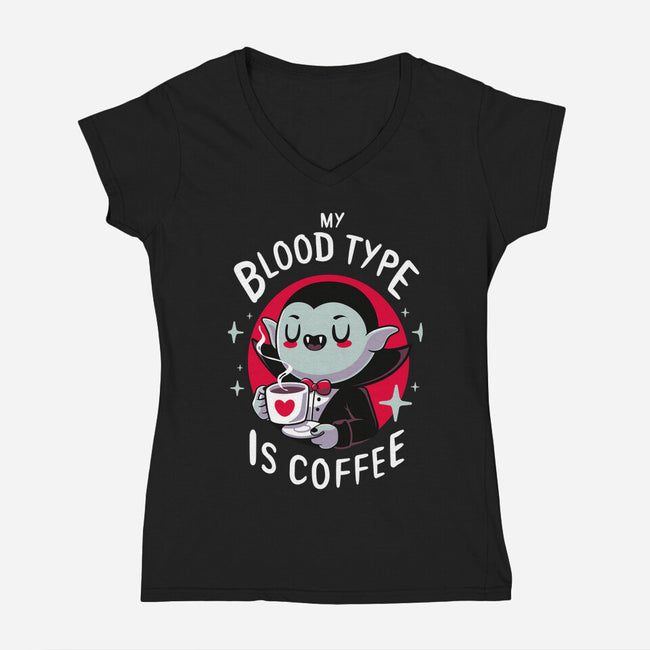 Coffee Vampire-womens v-neck tee-Typhoonic