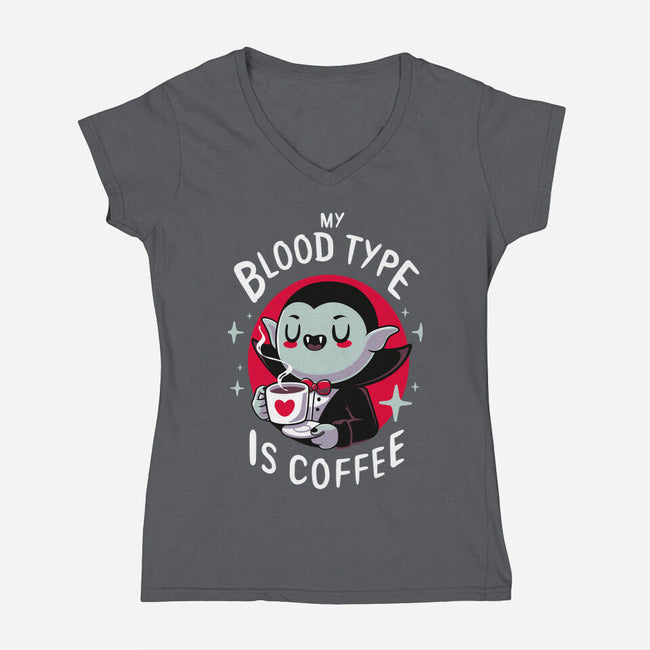 Coffee Vampire-womens v-neck tee-Typhoonic