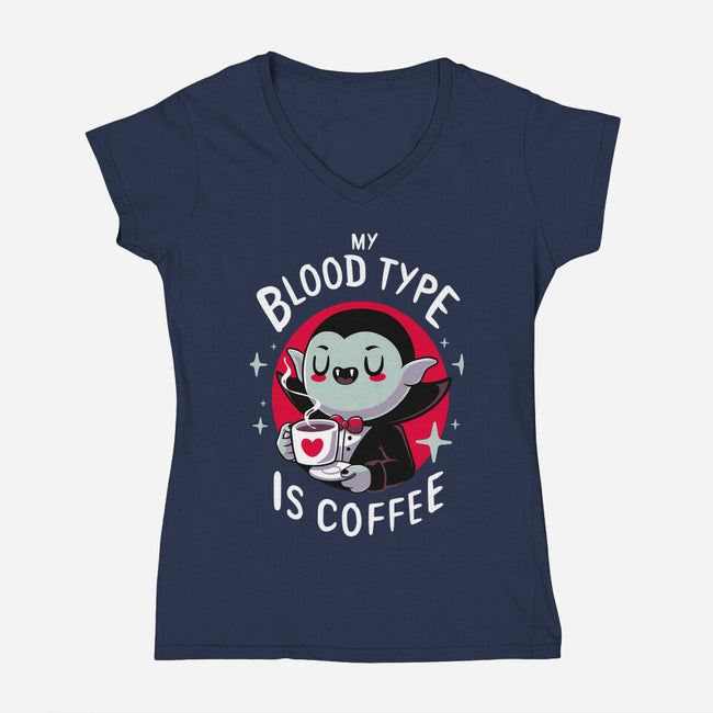 Coffee Vampire-womens v-neck tee-Typhoonic