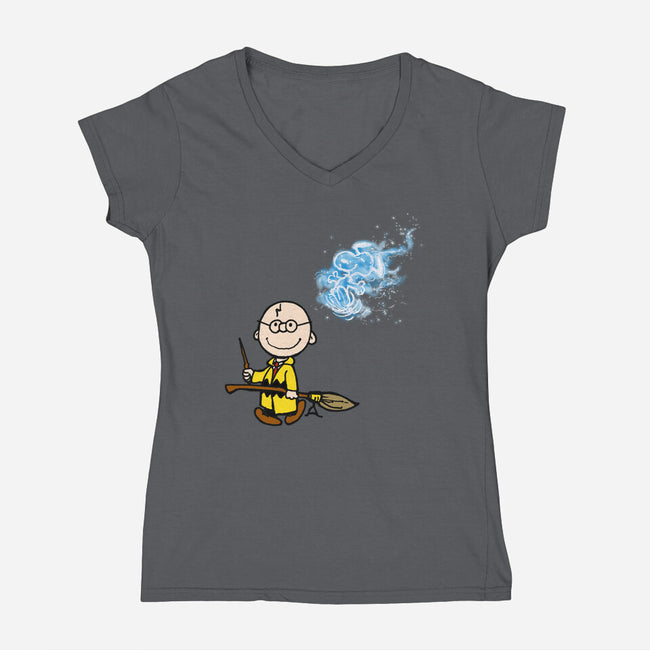 Expecto Snoopus-womens v-neck tee-kimgromoll