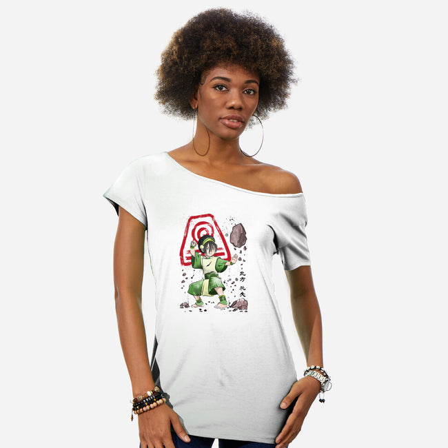 The Power of the Earth Kingdom-womens off shoulder tee-DrMonekers