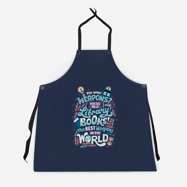 Books are the Best Weapons-unisex kitchen apron-risarodil