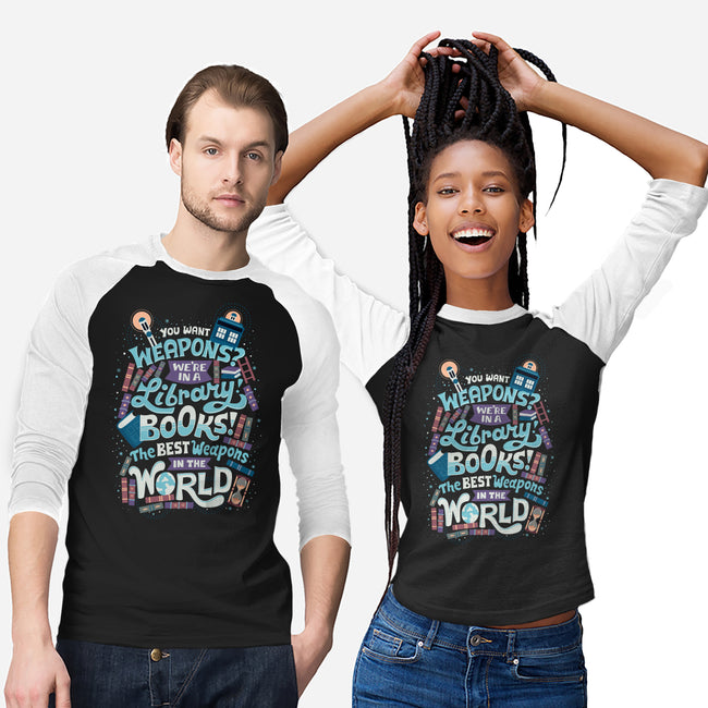 Books are the Best Weapons-unisex baseball tee-risarodil