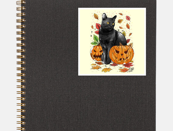 Cat Leaves and Pumpkins