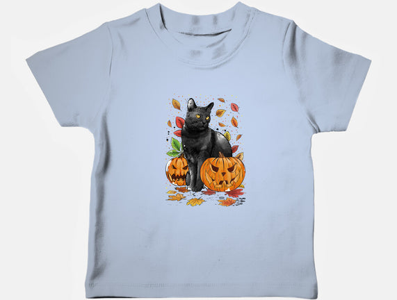 Cat Leaves and Pumpkins