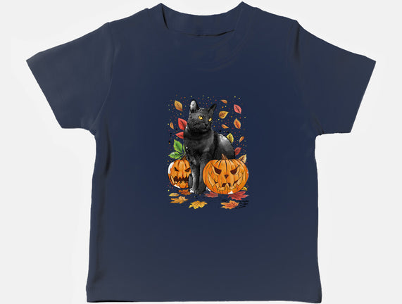 Cat Leaves and Pumpkins