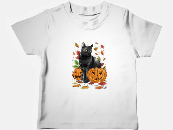 Cat Leaves and Pumpkins