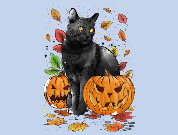 Cat Leaves and Pumpkins