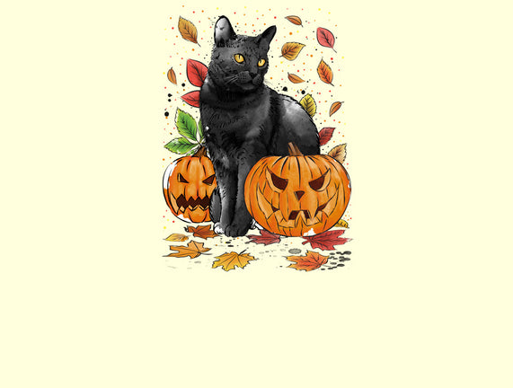 Cat Leaves and Pumpkins
