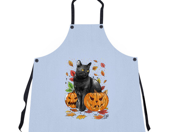 Cat Leaves and Pumpkins