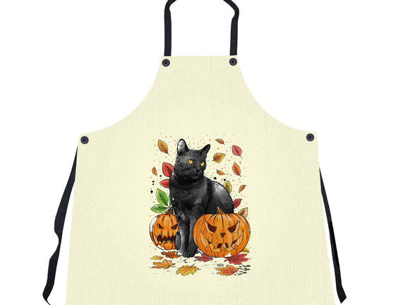 Cat Leaves and Pumpkins