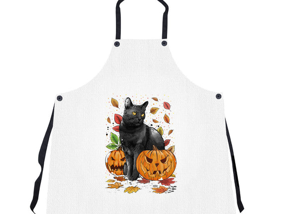 Cat Leaves and Pumpkins