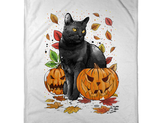 Cat Leaves and Pumpkins