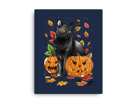 Cat Leaves and Pumpkins
