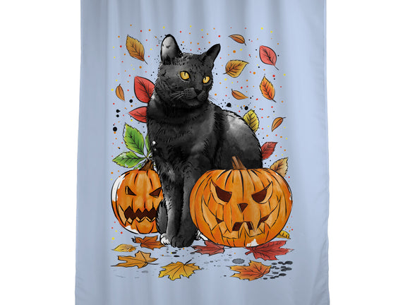 Cat Leaves and Pumpkins