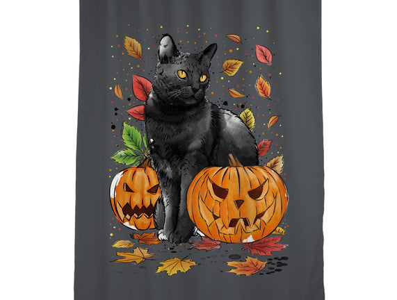 Cat Leaves and Pumpkins