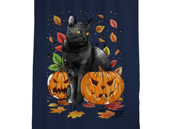 Cat Leaves and Pumpkins