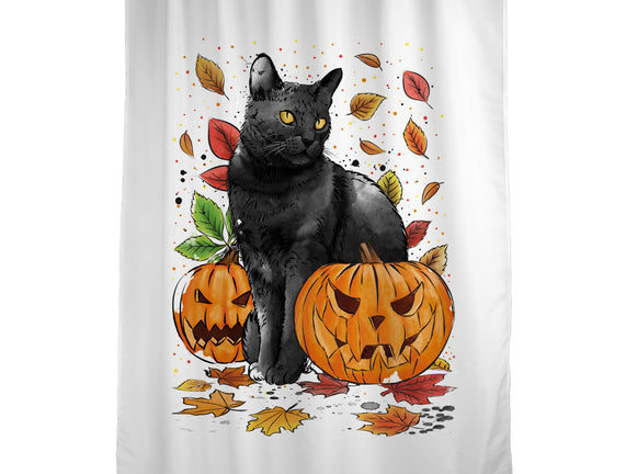 Cat Leaves and Pumpkins