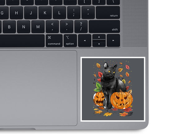 Cat Leaves and Pumpkins