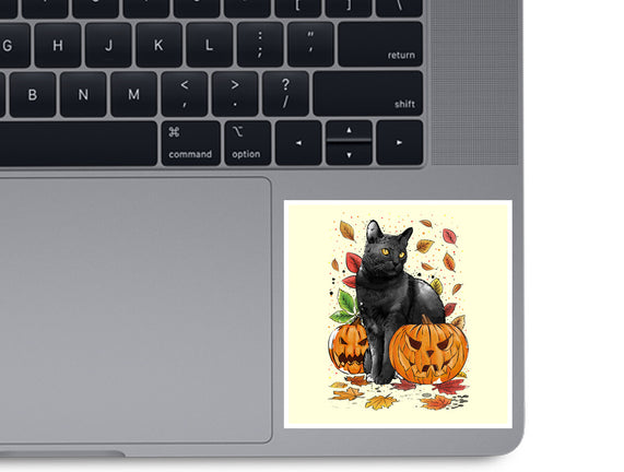 Cat Leaves and Pumpkins