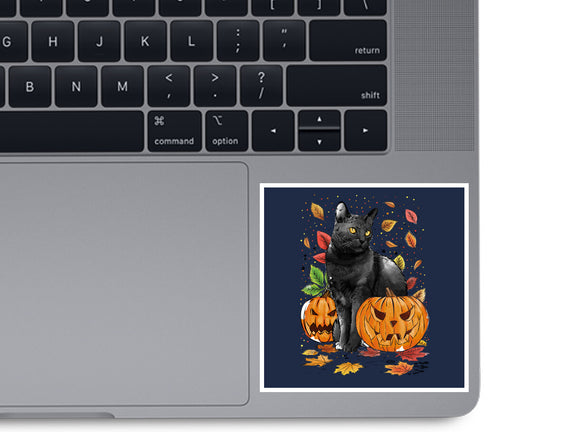 Cat Leaves and Pumpkins
