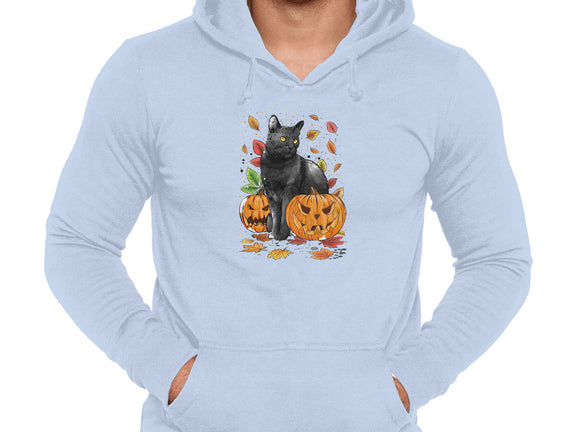 Cat Leaves and Pumpkins