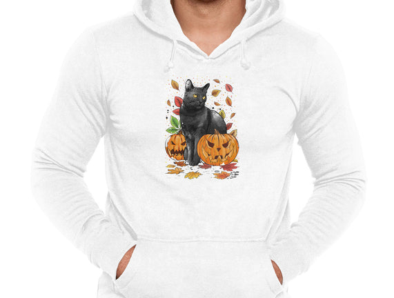 Cat Leaves and Pumpkins