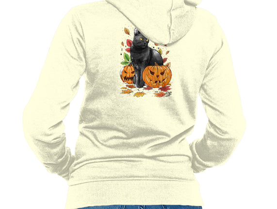 Cat Leaves and Pumpkins