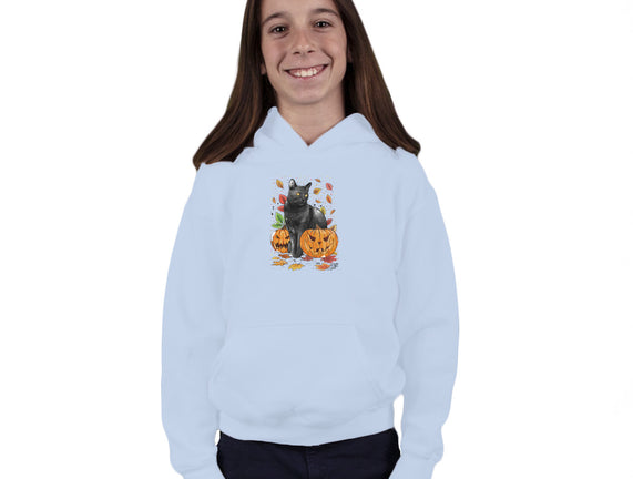 Cat Leaves and Pumpkins