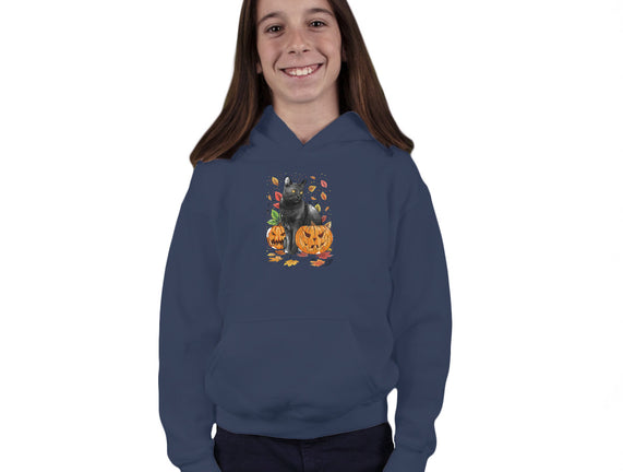 Cat Leaves and Pumpkins