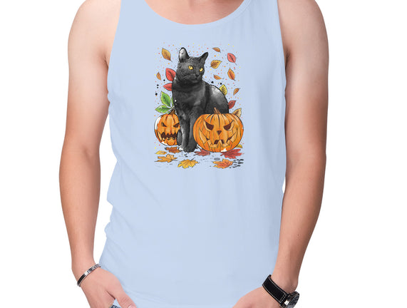 Cat Leaves and Pumpkins