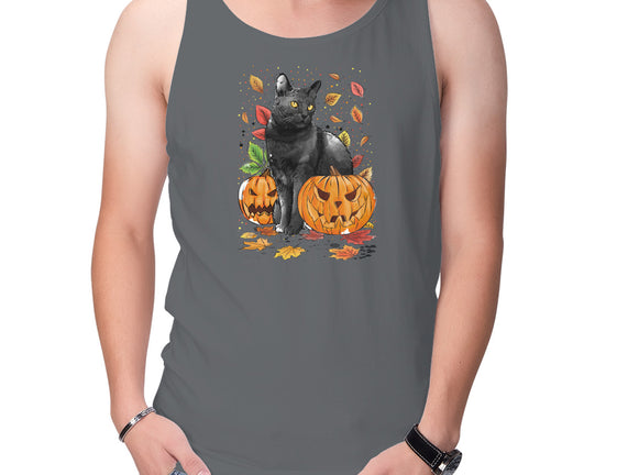 Cat Leaves and Pumpkins