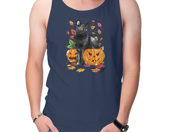 Cat Leaves and Pumpkins