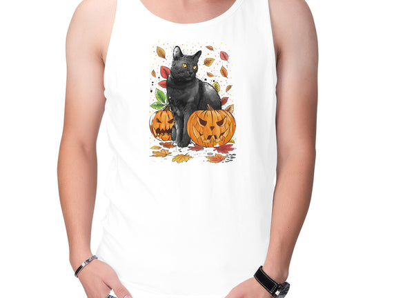 Cat Leaves and Pumpkins