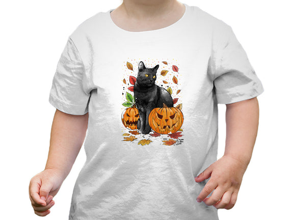 Cat Leaves and Pumpkins