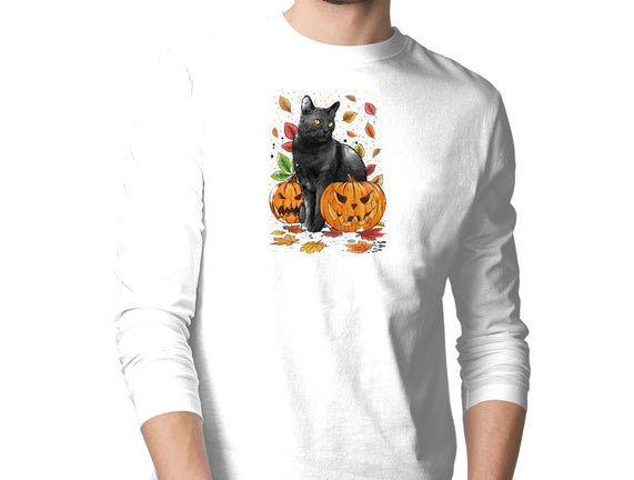 Cat Leaves and Pumpkins