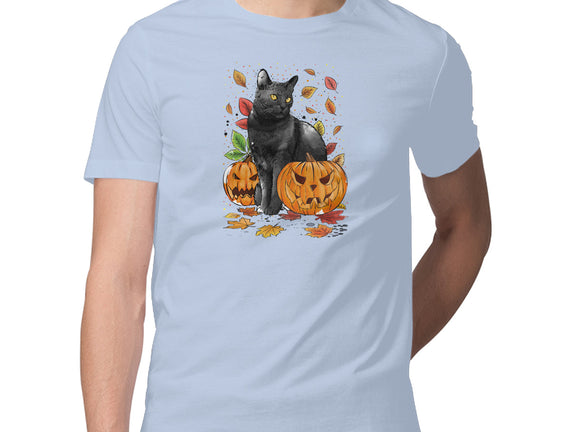 Cat Leaves and Pumpkins