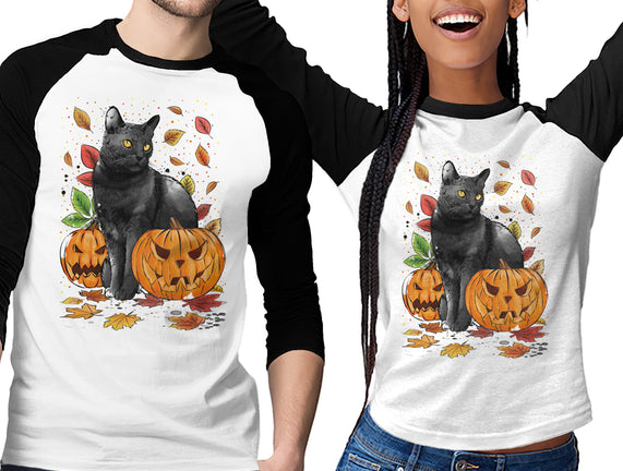 Cat Leaves and Pumpkins