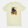 Cat Leaves and Pumpkins-youth basic tee-DrMonekers