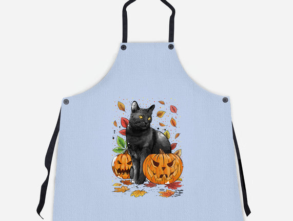 Cat Leaves and Pumpkins