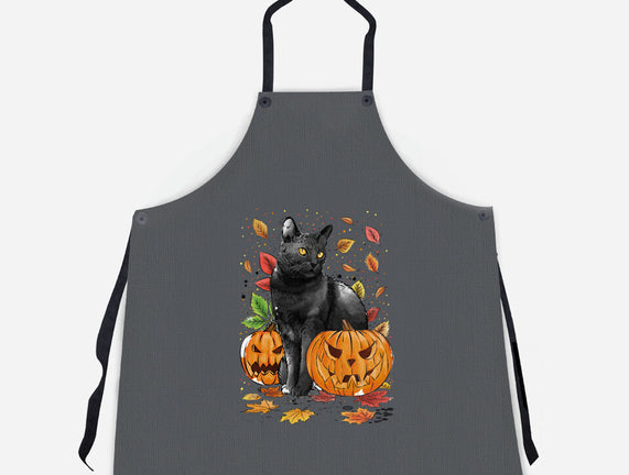 Cat Leaves and Pumpkins